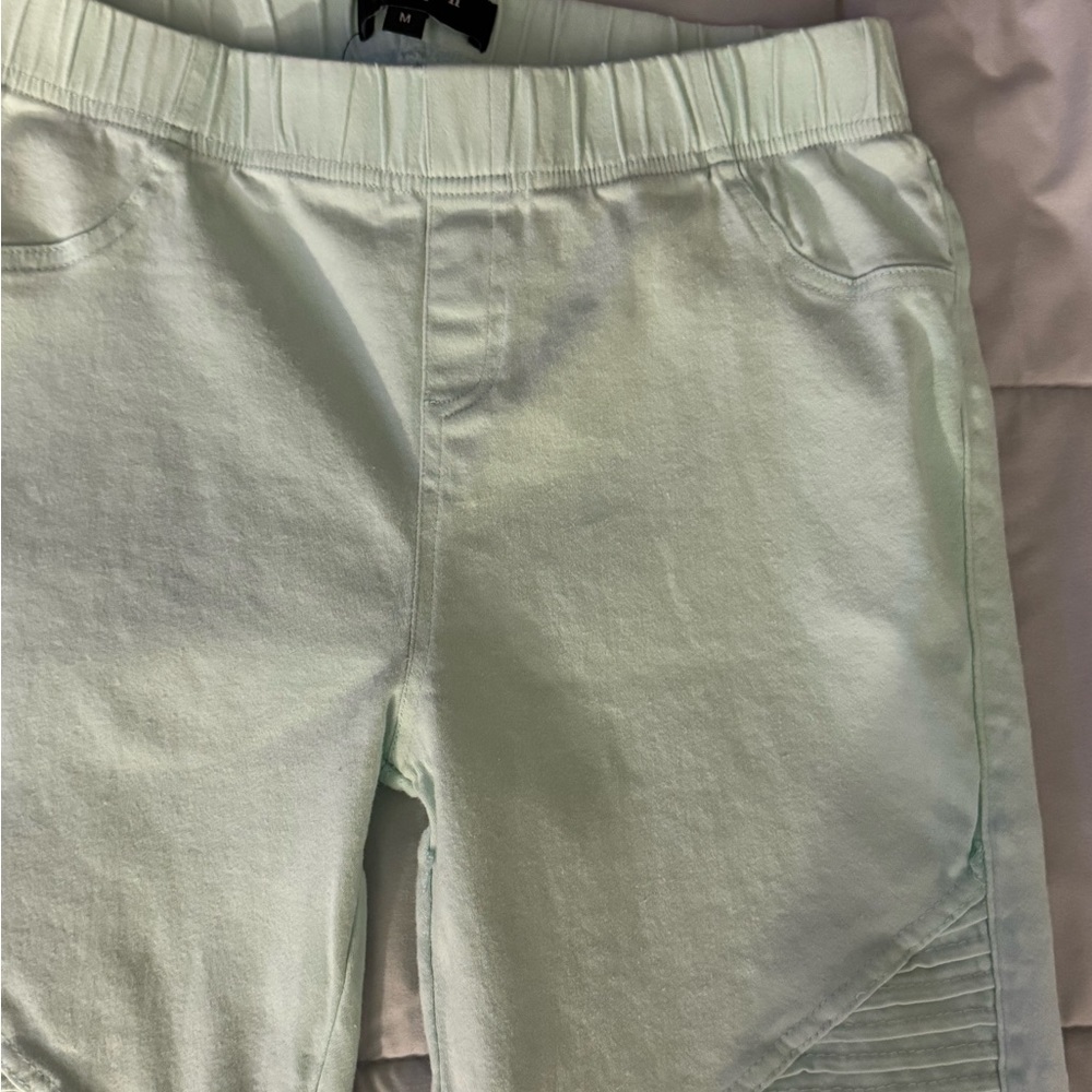 Beulah Mint Green Moto Jeggings - Picture 6 of 8